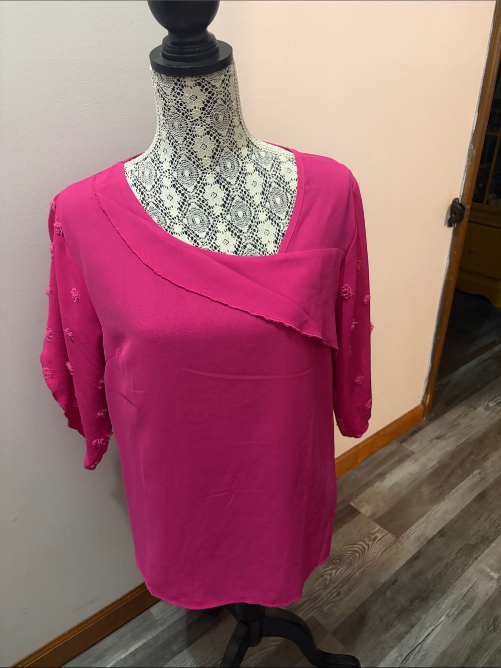 Women's Fuchsia Draped Neck Blouse